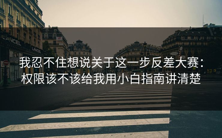 我忍不住想说关于这一步反差大赛：权限该不该给我用小白指南讲清楚