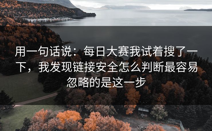 用一句话说：<strong>每日大赛</strong>我试着搜了一下，我发现链接安全怎么判断最容易忽略的是这一步