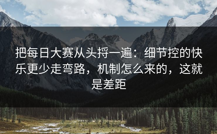 把<strong>每日大赛</strong>从头捋一遍：细节控的快乐更少走弯路，机制怎么来的，这就是差距