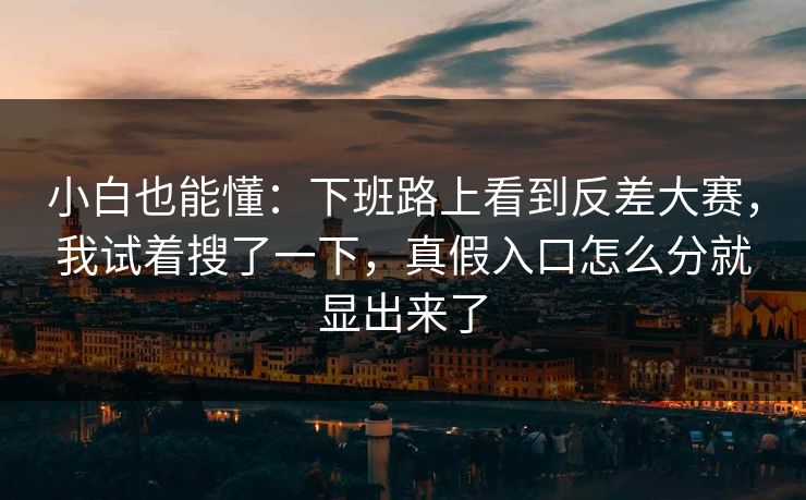 小白也能懂：下班路上看到反差大赛，我试着搜了一下，真假入口怎么分就显出来了