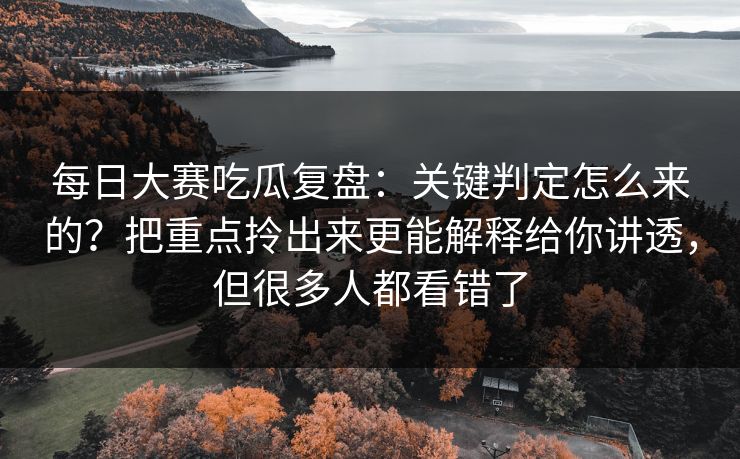 <strong>每日大赛</strong>吃瓜复盘：关键判定怎么来的？把重点拎出来更能解释给你讲透，但很多人都看错了